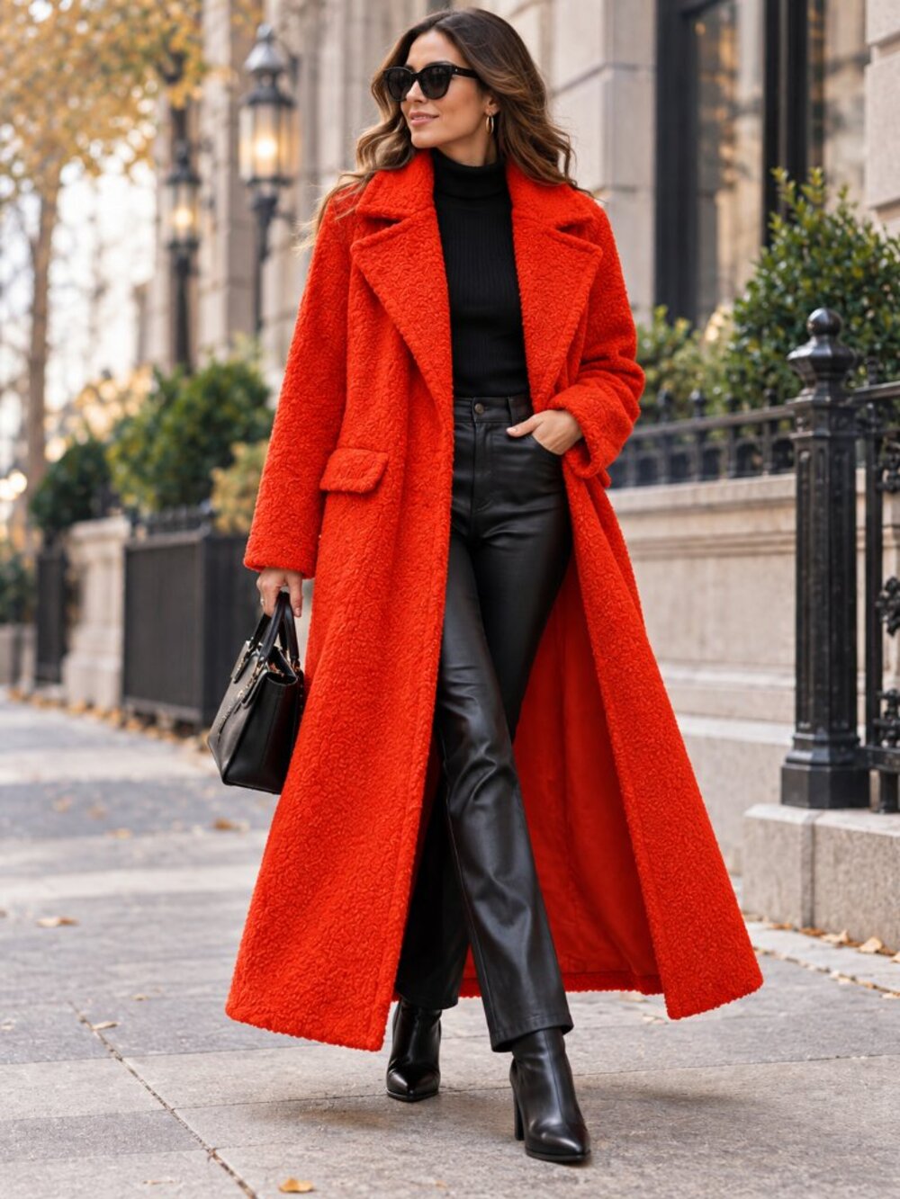Lauren Conrad Long Teddy Coat Orange Size Large Like New